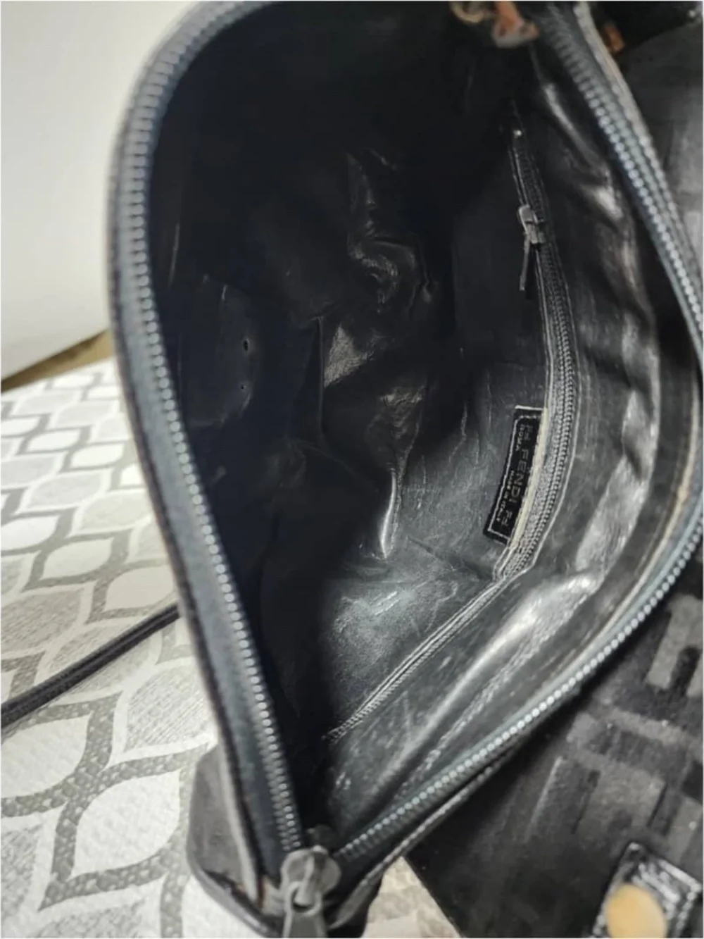 Authentic Fendi Vintage Zucchino FF Crossbody Bag Black